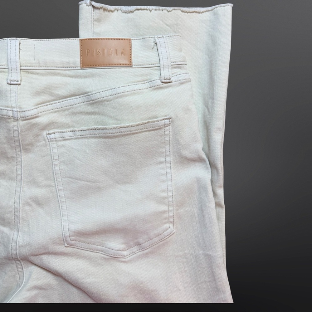 Pistola  (Anthropologie) Lennon High Rise Bootcut Crop Jeans Cream Sandstone 30 - Picture 10 of 16